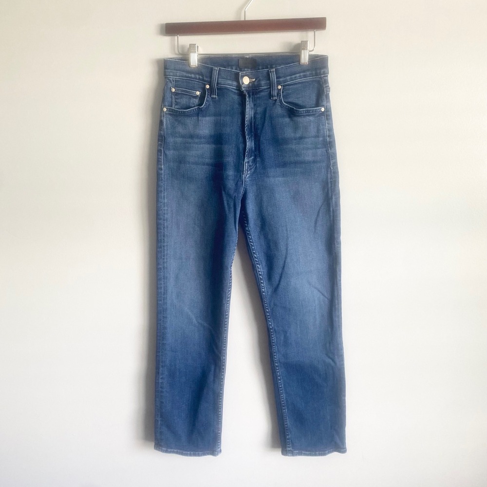 Mother High Waisted Rider Ankle Jeans This Thing Between Us Blue Denim 29